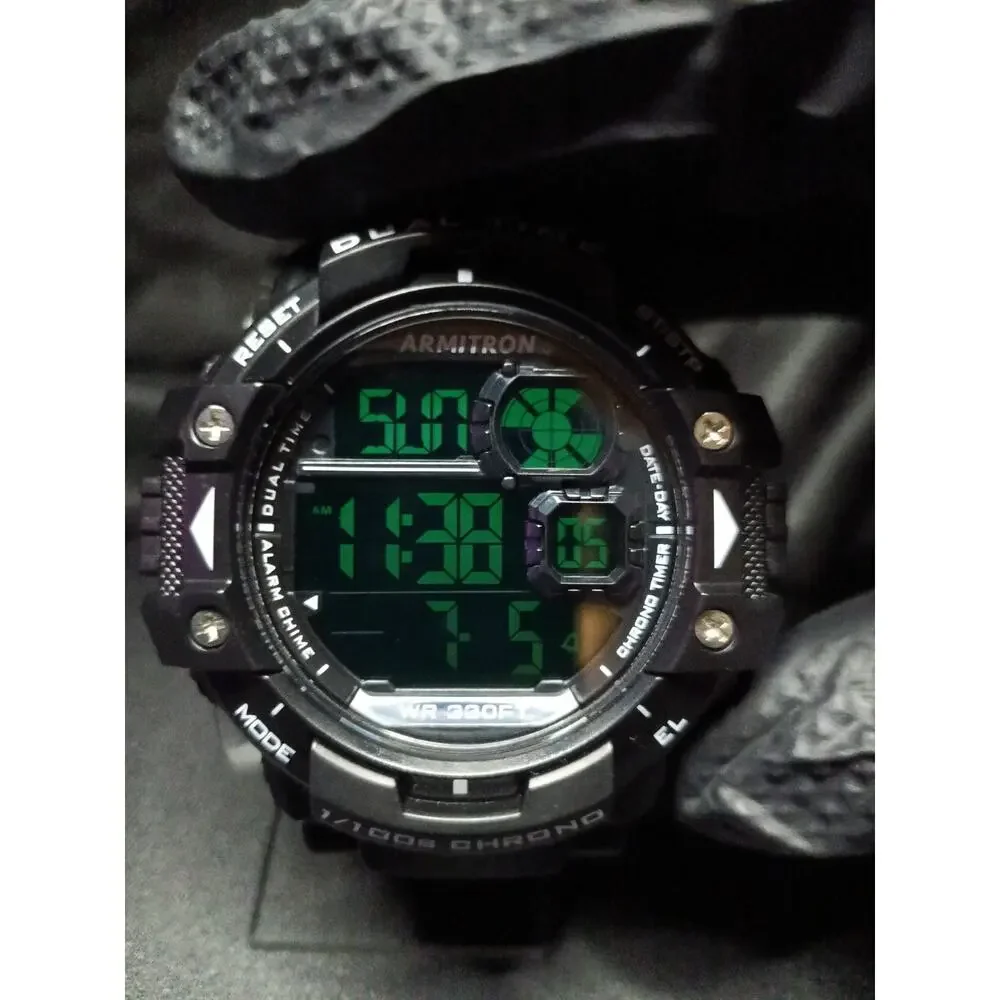 Armitron 54mm Digital Watch Black On Black New w/o Box